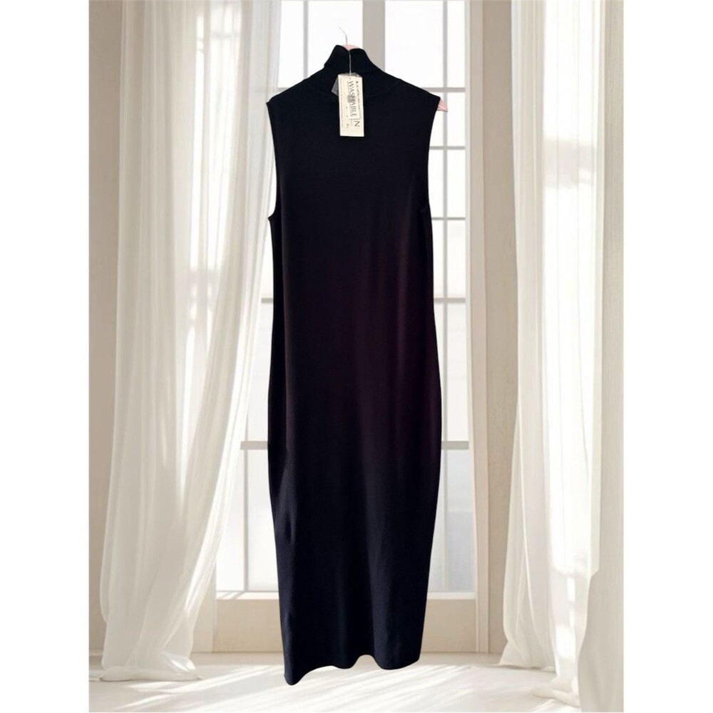 VTG Norton Studio Black SleevelessTurtleneck Sweater Maxi Dress Size L